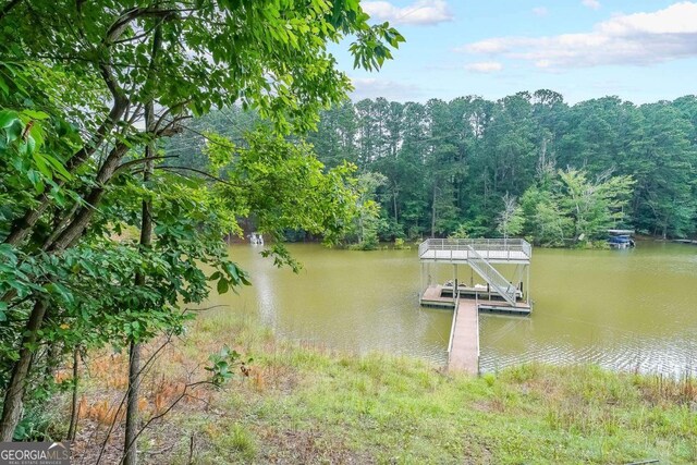 835 Timber Lake Trl, Cumming, GA 30041 - dock area with a forest view and a water view