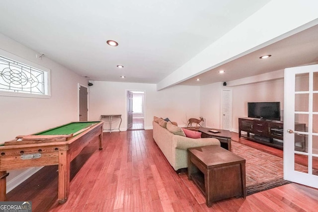 835 Timber Lake Trl, Cumming, GA 30041 - recreation room featuring billiards, wood finished floors, and recessed lighting