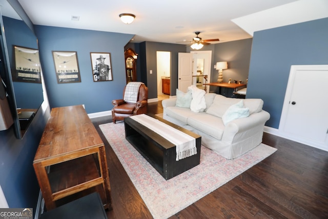 203 Drews Ridge Dr, Newnan, GA 30263 - living room with ceiling fan and wood finished floors