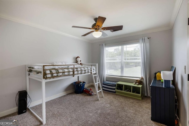 168 Gatlin Ridge Run, Dallas, GA 30157 - bedroom with ornamental molding, carpet, and ceiling fan