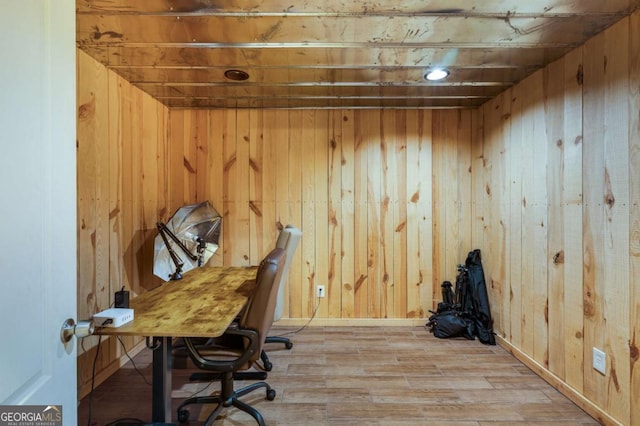 168 Gatlin Ridge Run, Dallas, GA 30157 - home office with wooden walls and light wood-type flooring