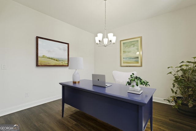 80 Rimmon Ct, Richmond Hill, GA 31324 - office space with dark wood-type flooring and a chandelier