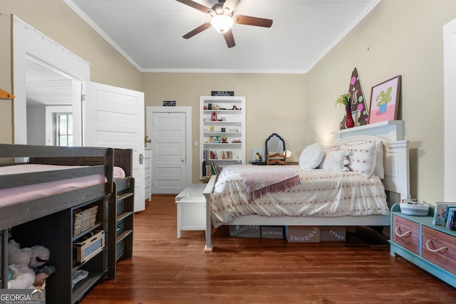 110 College Blvd, Statesboro, GA 30458 - bedroom with ornamental molding, wood finished floors, and ceiling fan