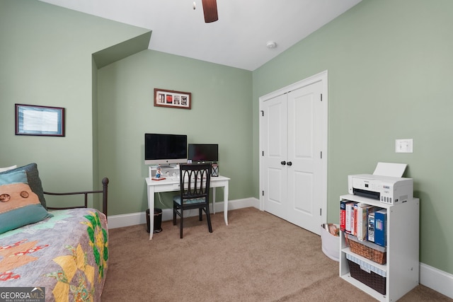5130 Pratt St SW, Covington, GA 30014 - carpeted bedroom featuring a closet, a desk, and ceiling fan