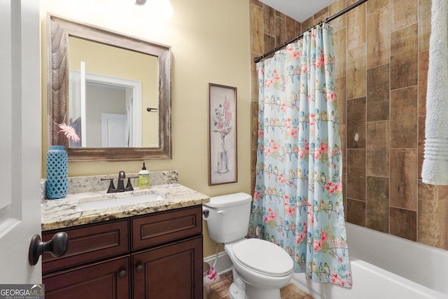 5130 Pratt St SW, Covington, GA 30014 - bathroom featuring vanity and shower / tub combo with curtain