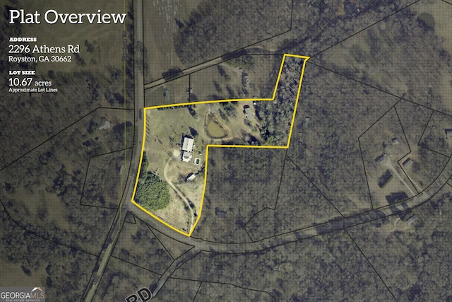 2296 Athens Rd, Royston, GA 30662 - map of property location with property parcel outlined