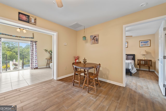 2296 Athens Rd, Royston, GA 30662 - dining space featuring wood finished floors and ceiling fan