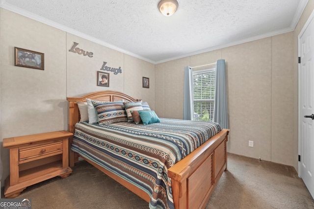 2296 Athens Rd, Royston, GA 30662 - carpeted bedroom with ornamental molding and a textured ceiling