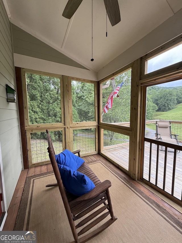 105 Evergreen Rd, Hiawassee, GA 30546 - sunroom / solarium with a ceiling fan and lofted ceiling