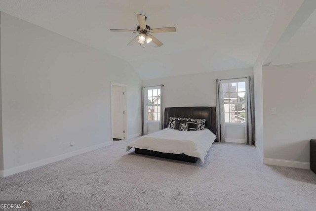 358 Brookhaven Loop NE, Ludowici, GA 31316 - bedroom with carpet floors, lofted ceiling, and a ceiling fan