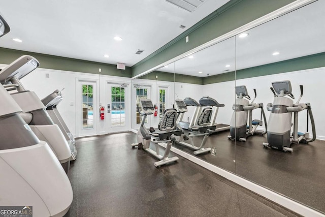 3115 Seven Pines Ct Unit 308, Atlanta, GA 30339 - exercise room with recessed lighting and french doors