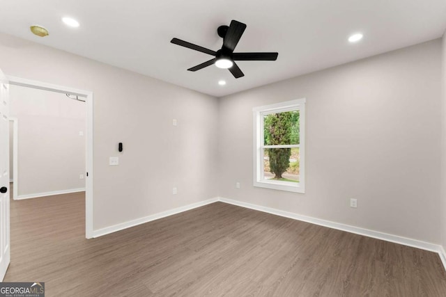 130 E Railroad Ave, Alto, GA 30510 - unfurnished room featuring wood finished floors, ceiling fan, recessed lighting, and a smoke detector