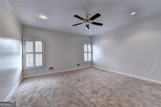 2324 Blackberry Ct, Snellville, GA 30078 - carpeted empty room with ornamental molding, a ceiling fan, and recessed lighting