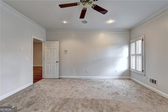 2324 Blackberry Ct, Snellville, GA 30078 - carpeted empty room with ornamental molding, a ceiling fan, and recessed lighting