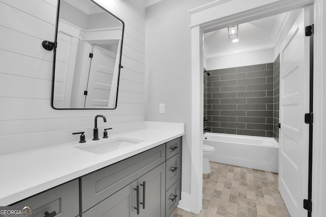 153 Alaina Rd, Holly Springs, GA 30115 - full bath featuring vanity, ornamental molding, and  shower combination