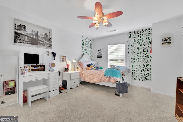 425 Eldridge Dr, Suwanee, GA 30024 - carpeted bedroom featuring ceiling fan