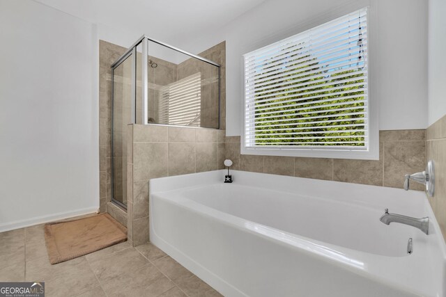 425 Eldridge Dr, Suwanee, GA 30024 - full bath with a bath, a stall shower, and tile patterned floors