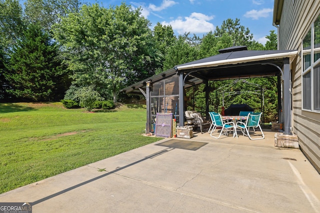 425 Eldridge Dr, Suwanee, GA 30024 - view of patio featuring a gazebo and view of wooded area