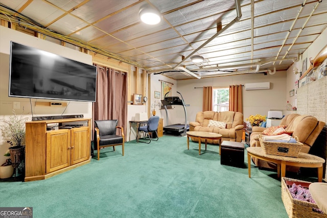 52 Cherub Ln, Sharpsburg, GA 30277 - carpeted living room featuring an AC wall unit