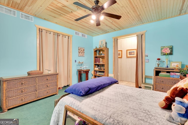 52 Cherub Ln, Sharpsburg, GA 30277 - carpeted bedroom with ceiling fan and wood ceiling