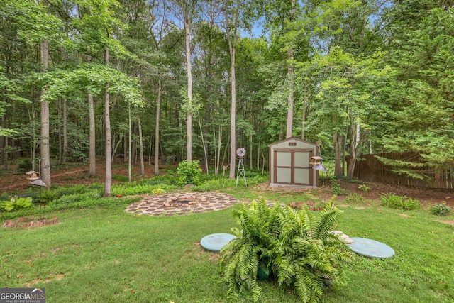 52 Cherub Ln, Sharpsburg, GA 30277 - view of yard featuring a shed