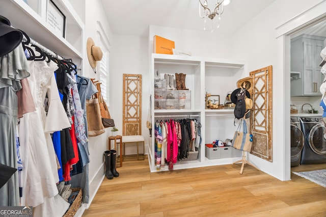 639 Frank Crook Rd, Canon, GA 30520 - spacious closet with washer and dryer and wood finished floors