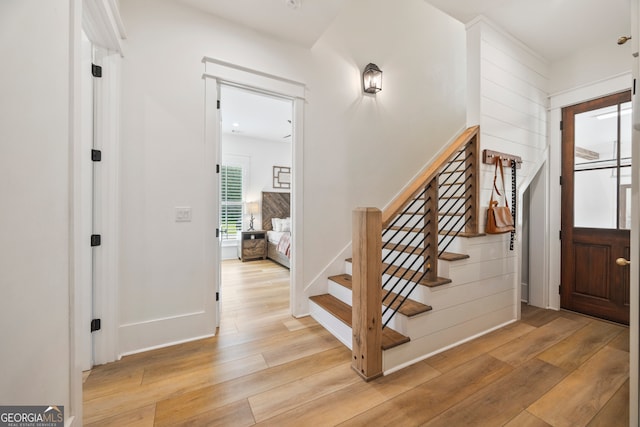 639 Frank Crook Rd, Canon, GA 30520 - foyer entrance featuring light wood-style flooring and stairs