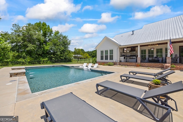 639 Frank Crook Rd, Canon, GA 30520 - swimming pool featuring a patio area and a ceiling fan