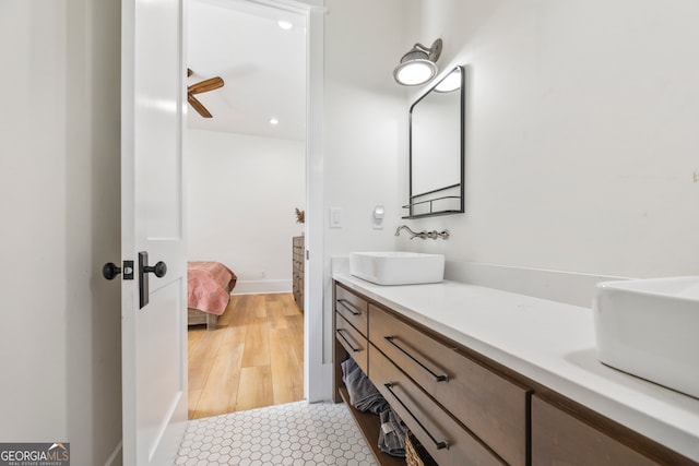 639 Frank Crook Rd, Canon, GA 30520 - full bath with double vanity, connected bathroom, recessed lighting, and ceiling fan