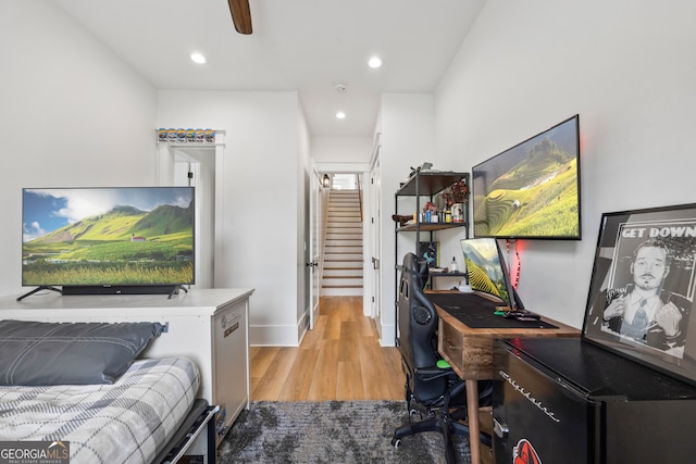 639 Frank Crook Rd, Canon, GA 30520 - office with light wood-type flooring, recessed lighting, and a ceiling fan