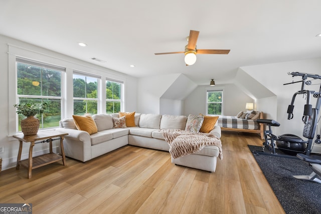 639 Frank Crook Rd, Canon, GA 30520 - living area featuring light wood finished floors, a ceiling fan, and recessed lighting