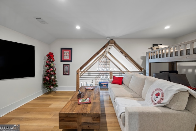 639 Frank Crook Rd, Canon, GA 30520 - living area with lofted ceiling, light wood-style flooring, and recessed lighting