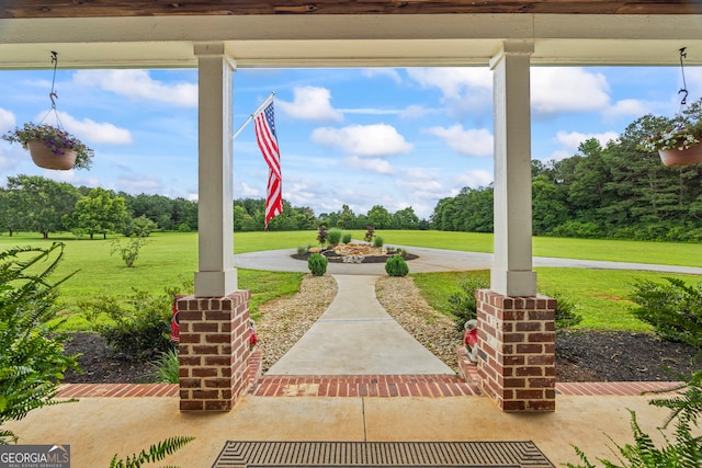 639 Frank Crook Rd, Canon, GA 30520 - porch with a lawn and view of wooded area