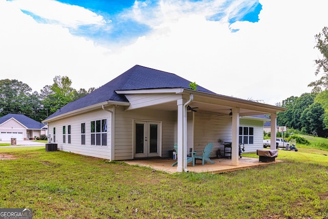 40 Westbrook Rd, Carrollton, GA 30116 - back of house with french doors, a patio, a yard, and ceiling fan