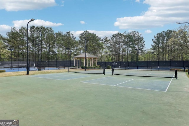 3887 Hickory Manor Dr, Suwanee, GA 30024 - view of tennis court featuring a gazebo and community basketball court