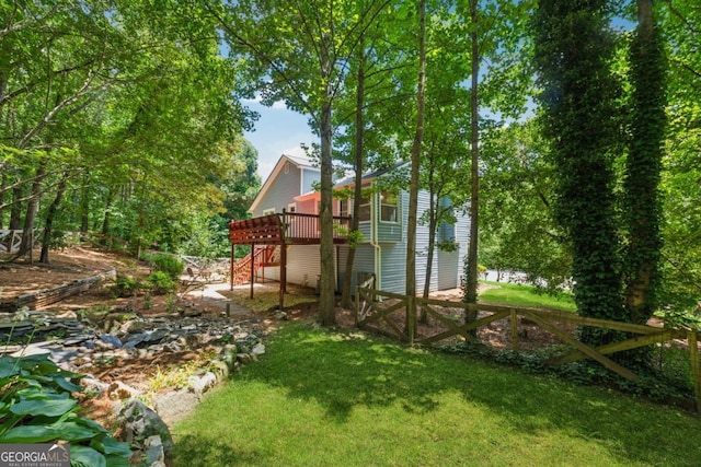 3450 Saddleton Way, Douglasville, GA 30134 - view of yard with stairs and a wooden deck