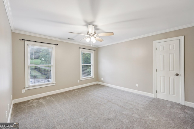 4685 Braselton Hwy, Hoschton, GA 30548 - carpeted empty room featuring ornamental molding and a ceiling fan