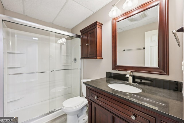 4685 Braselton Hwy, Hoschton, GA 30548 - full bath featuring a stall shower, a drop ceiling, vanity, and tile patterned floors