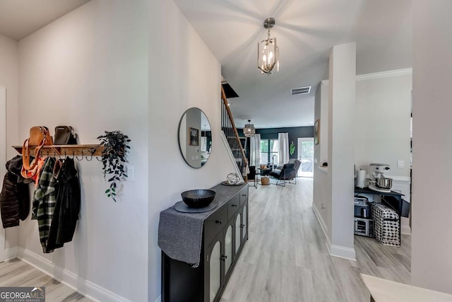 191 Eagle Heights Dr, Maysville, GA 30558 - hallway featuring light wood-style floors and stairway