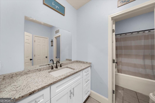 79 Hampton Hills Ln, Cleveland, GA 30528 - bathroom with vanity, shower / tub combo with curtain, and tile patterned flooring