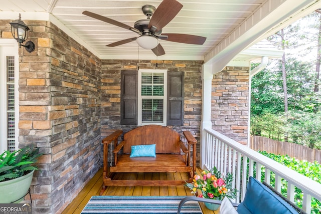 53 Denny Ln, Dallas, GA 30157 - wooden porch with ceiling fan