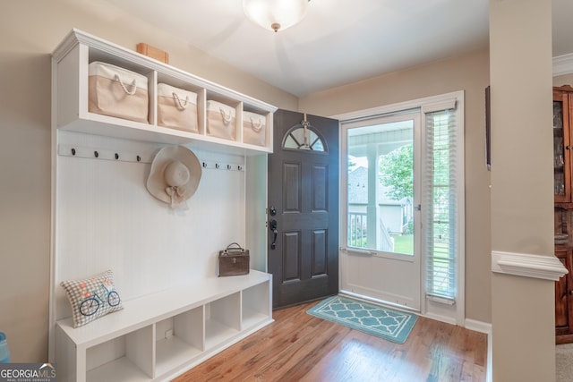 53 Denny Ln, Dallas, GA 30157 - mudroom featuring wood finished floors and baseboards