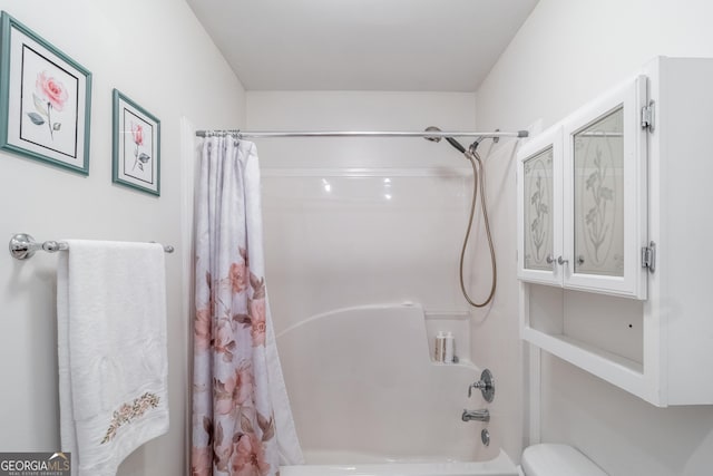 53 Denny Ln, Dallas, GA 30157 - full bath featuring shower / bathtub combination with curtain and toilet