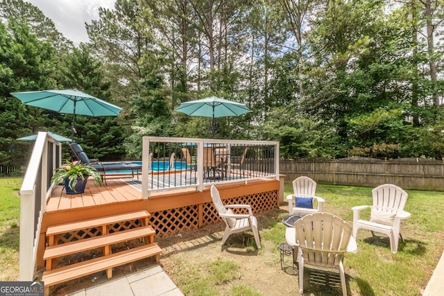 53 Denny Ln, Dallas, GA 30157 - view of yard featuring a deck and view of wooded area