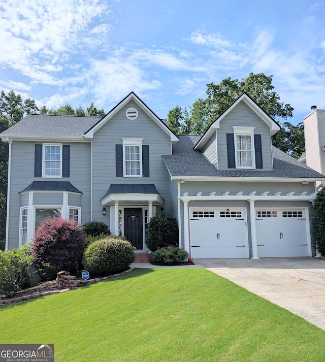 1581 Shetland Pony Ct NW, Suwanee, GA 30024 - traditional home featuring driveway, a front yard, and roof with shingles