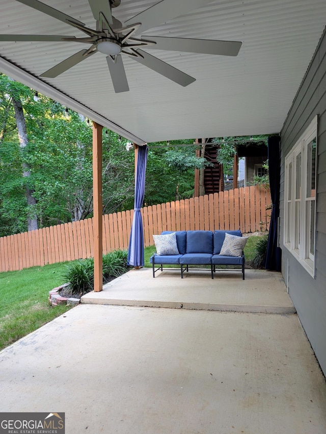 1581 Shetland Pony Ct NW, Suwanee, GA 30024 - view of patio with ceiling fan and outdoor lounge area
