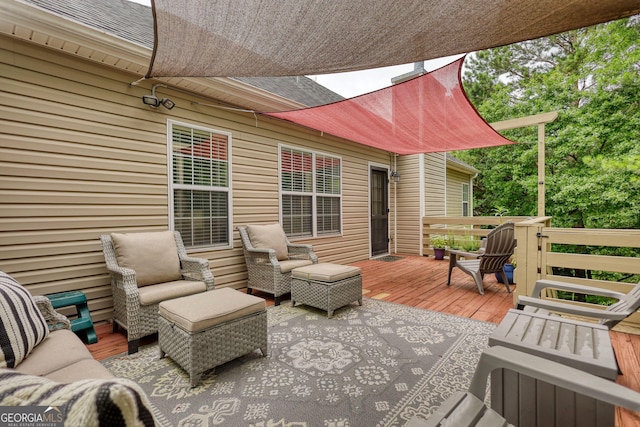 1248 Rockview Ct, Loganville, GA 30052 - wooden terrace with an outdoor hangout area
