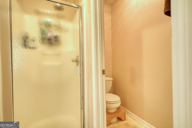 1248 Rockview Ct, Loganville, GA 30052 - full bath with a stall shower and tile patterned floors