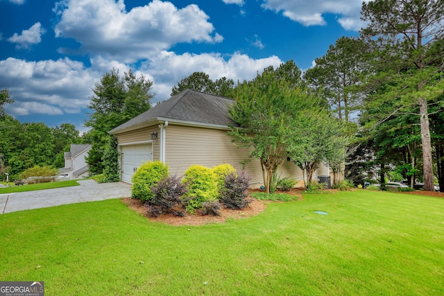 1248 Rockview Ct, Loganville, GA 30052 - view of property exterior featuring a lawn, roof with shingles, and driveway