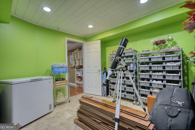 1248 Rockview Ct, Loganville, GA 30052 - workout area with recessed lighting and ornamental molding